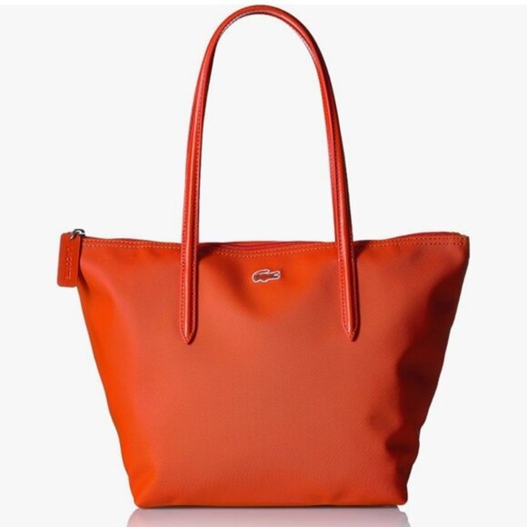 Lacoste L.12.12 Concept Orange Tote Bag Shoulder Coated Canvas Zip Top Handbag - Picture 1 of 16